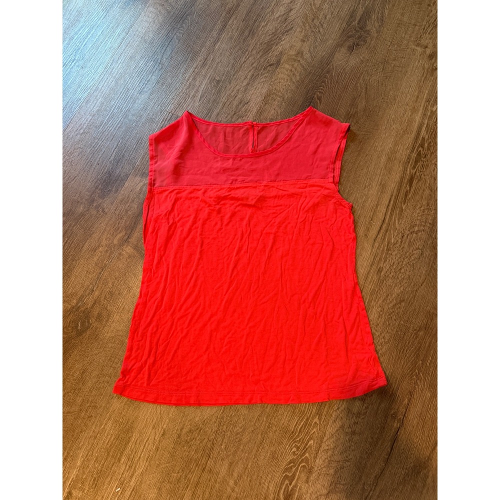 Gap Womens Sleeveless Mesh Yoke Top Coral Red Size M Keyhole Back Tank